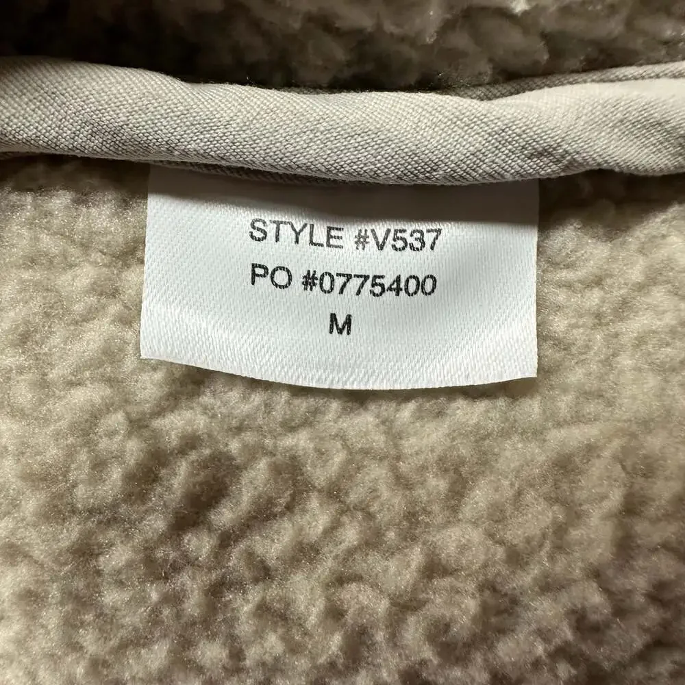 Vuori Morrow Sherpa Jacket Mens Medium Clay Beige Full Zip Fall Winter Fleece